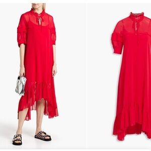 Sandro Ruffled georgette midi dress NEW